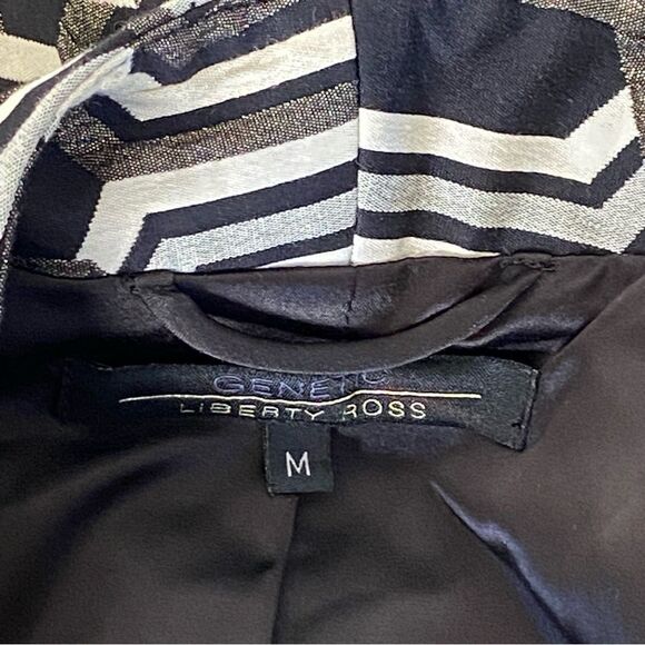 Genetic x Liberty Ross White Hot Metallic Jacquard Fitted Cropped Blazer Sz M - Picture 10 of 16